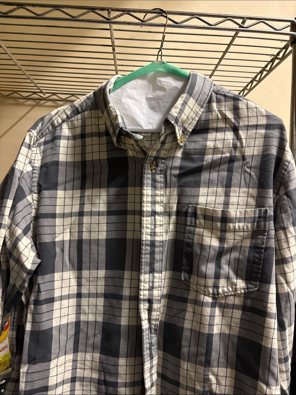 Eddie Bauer Classic Plaid Button-Down Shirt in Gray and Cream
